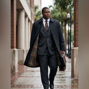 Jos. A. Bank Black Year Round Overcoat / Raincoat Full Cut Removable Wool Liner
